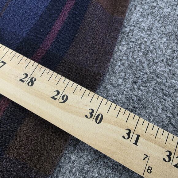 CQR Flannel Shirt Mens Large Blue Brown Plaid Long Sleeve Corduroy Collar Pocket - Picture 8 of 16